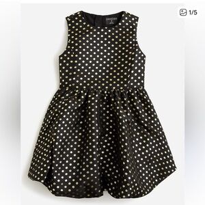 Crewcuts Girls' Black and Gold Jacquard Polka Dot Dress